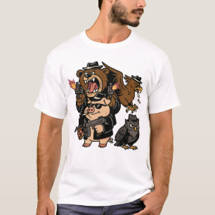 Cartoon mafia animals design T-Shirt