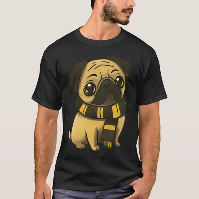Cartoon Magic Puppy Pug T-Shirt (Front)
