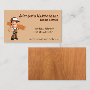 Cartoon Maintenance Repair Service Guy Business Card