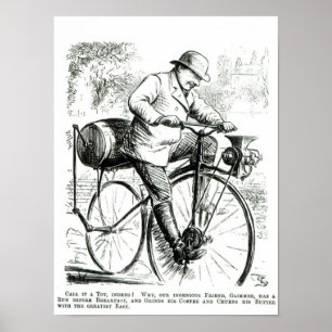 Cartoon making fun of the early days of Bicycles Poster