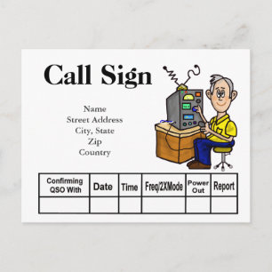Cartoon Male Ham Operator QSL Card  Customise It!