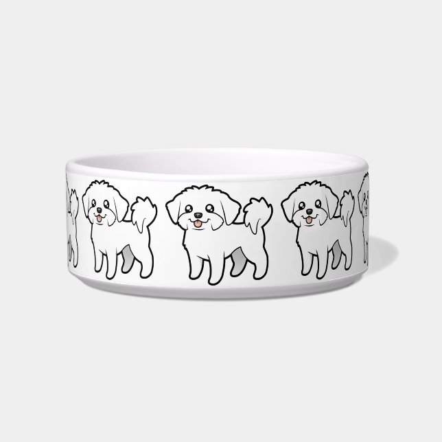 Cartoon Maltese (puppy cut) Bowl (Front)