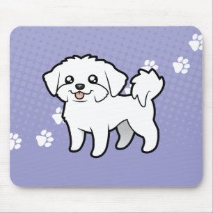 Cartoon Maltese (puppy cut) Mouse Mat