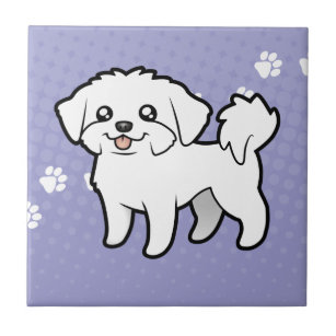 Cartoon Maltese (puppy cut) Tile