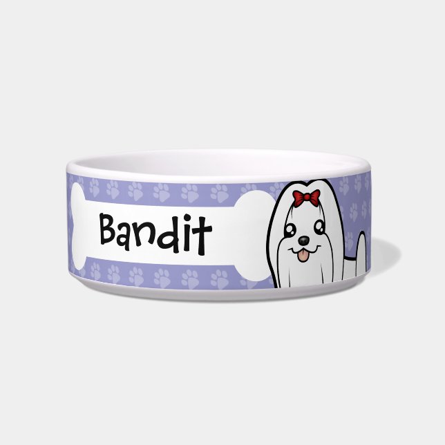 Cartoon Maltese (show cut) Bowl (Front)