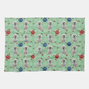 Cartoon Maltese Tea Towel