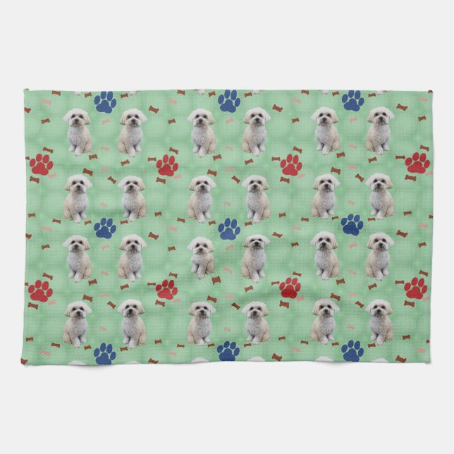 Cartoon Maltese Tea Towel (Horizontal)