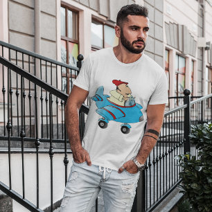 Cartoon Man In Aeroplane Mens T-Shirt