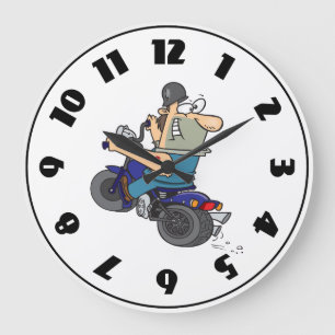 Cartoon Man On A Motorcycle Clock