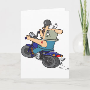 Cartoon Man On A Motorcycle Greeting Cards