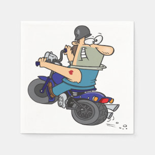 Cartoon Man On A Motorcycle Paper Napkins