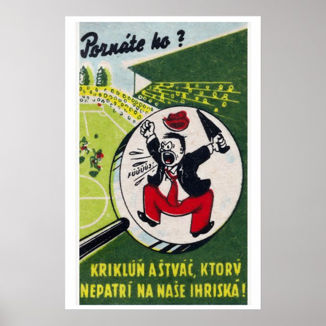 Cartoon Man Shouting Czechoslovakia Mid-Century Poster (Front)