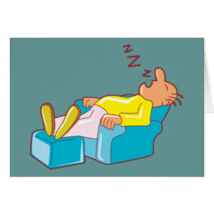 Cartoon Man Sleeping In Lounge Chair ZZZ