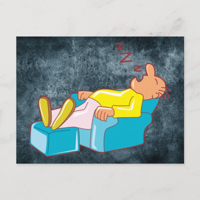 Cartoon Man Sleeping In Lounge Chair ZZZ Postcard (Front)
