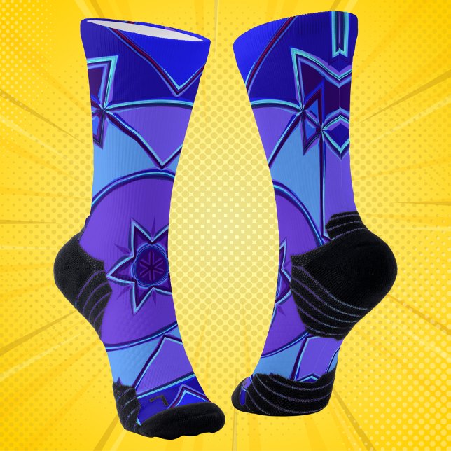 Cartoon Mandala Blue and Purple Socks (Creator Uploaded)