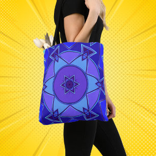 Cartoon Mandala Blue and Purple Tote Bag