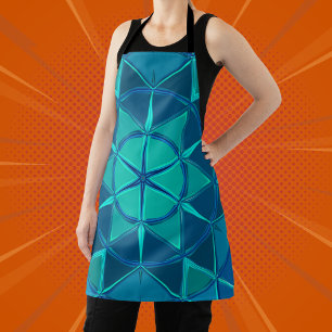 Cartoon Mandala Blue Apron