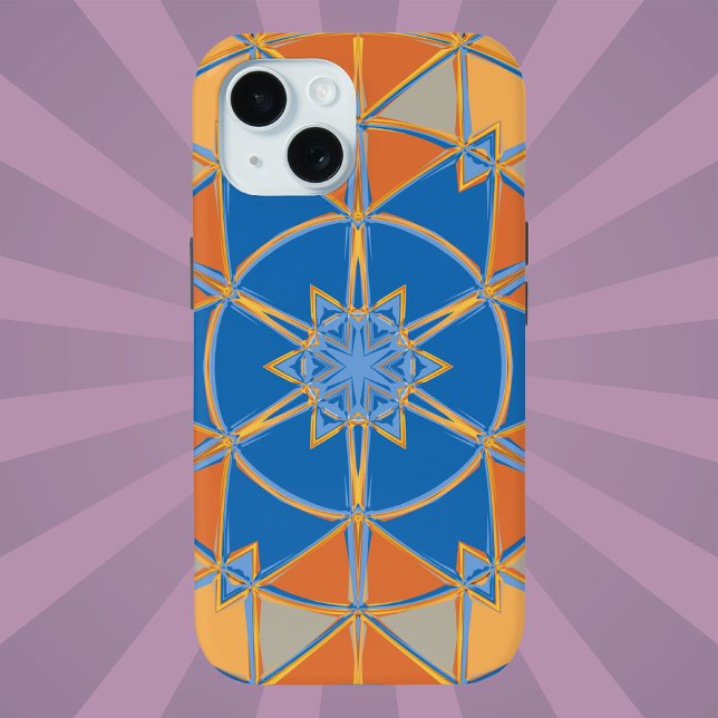 Cartoon Mandala Blue Orange and Yellow Case-Mate iPhone Case (Creator Uploaded)
