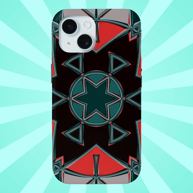 Cartoon Mandala Blue Red and Black Case-Mate iPhone Case (Creator Uploaded)