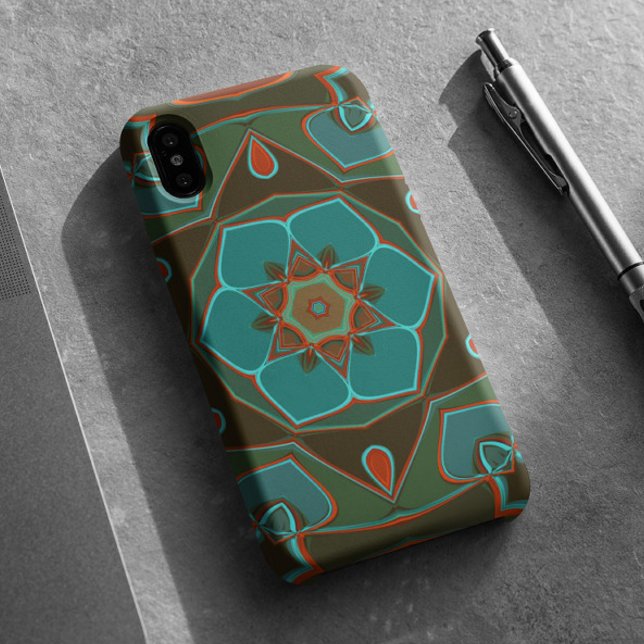 Cartoon Mandala Flower Blue and Orange Case-Mate iPhone Case (Creator Uploaded)
