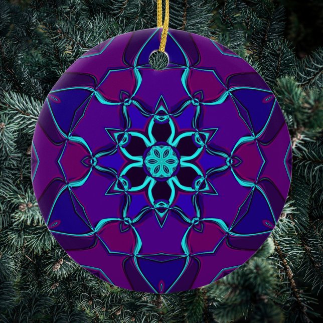 Cartoon Mandala Flower Blue and Purple Ceramic Tree Decoration (Creator Uploaded)