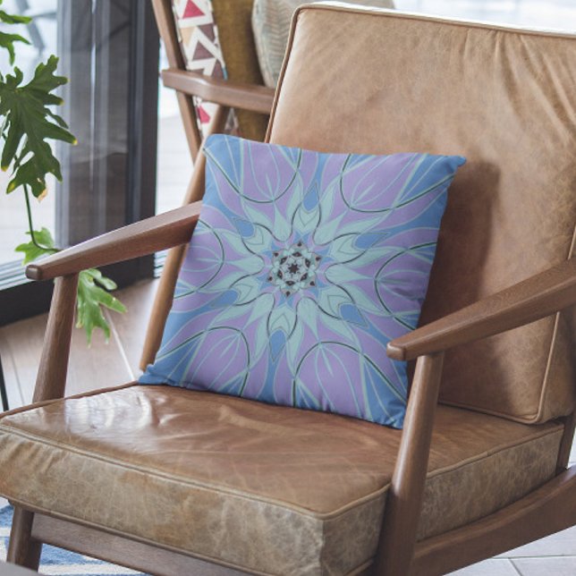 Cartoon Mandala Flower Blue and Purple Cushion (Creator Uploaded)