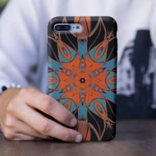 Cartoon Mandala Flower Blue Orange and Black iPhone 11 Case