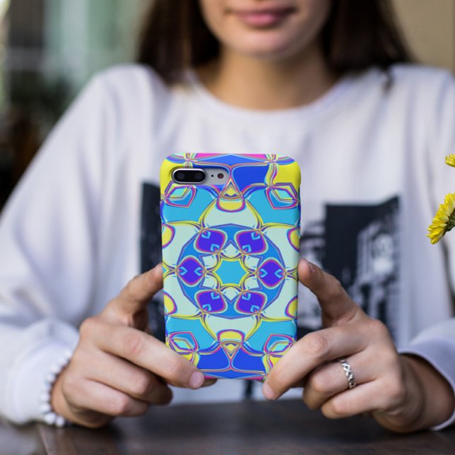 Cartoon Mandala Flower Blue Yellow and Pink Case-Mate iPhone Case (Creator Uploaded)
