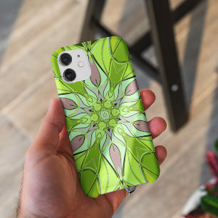 Cartoon Mandala Flower Green and Pink iPhone 11 Case