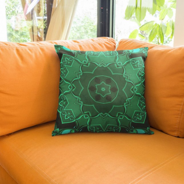 Cartoon Mandala Flower Green Cushion (Creator Uploaded)