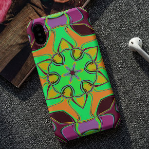 Cartoon Mandala Flower Green Orange and Purple iPhone 11 Case