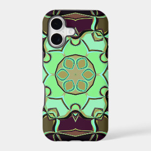 Cartoon Mandala Flower Green Purple and Black