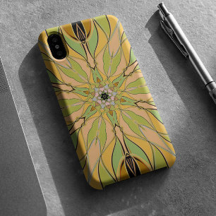Cartoon Mandala Flower Green Yellow and Orange iPhone 11 Case
