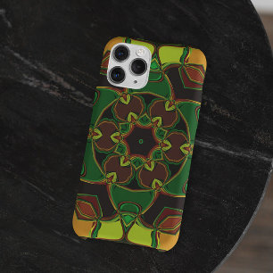 Cartoon Mandala Flower Green Yellow and Orange iPhone 11 Case