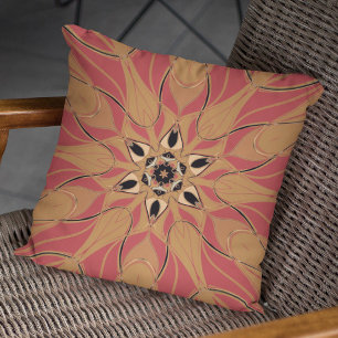 Cartoon Mandala Flower Orange and Pink Cushion