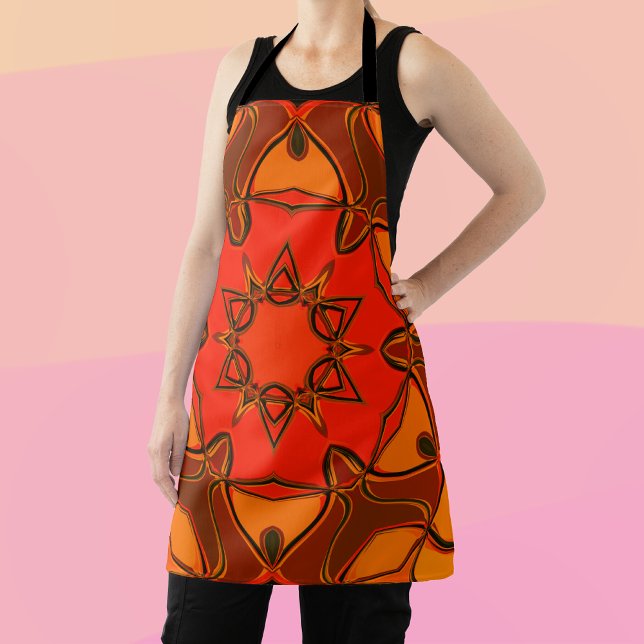 Cartoon Mandala Flower Orange Apron (Creator Uploaded)