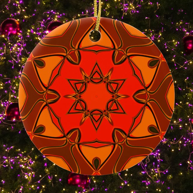 Cartoon Mandala Flower Orange Ceramic Tree Decoration (Creator Uploaded)