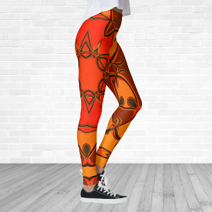 Cartoon Mandala Flower Orange Leggings