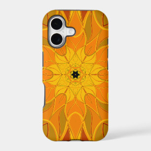 Cartoon Mandala Flower Orange Yellow and Red