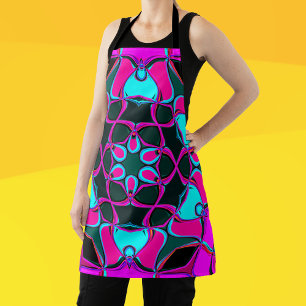 Cartoon Mandala Flower Pink and Blue Apron