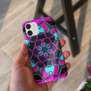 Cartoon Mandala Flower Pink and Blue iPhone 11 Case