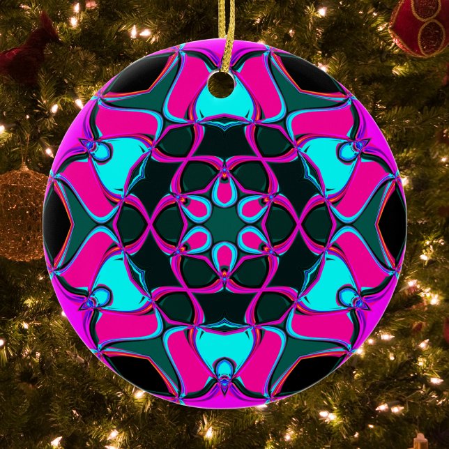 Cartoon Mandala Flower Pink and Blue Ceramic Tree Decoration (Creator Uploaded)