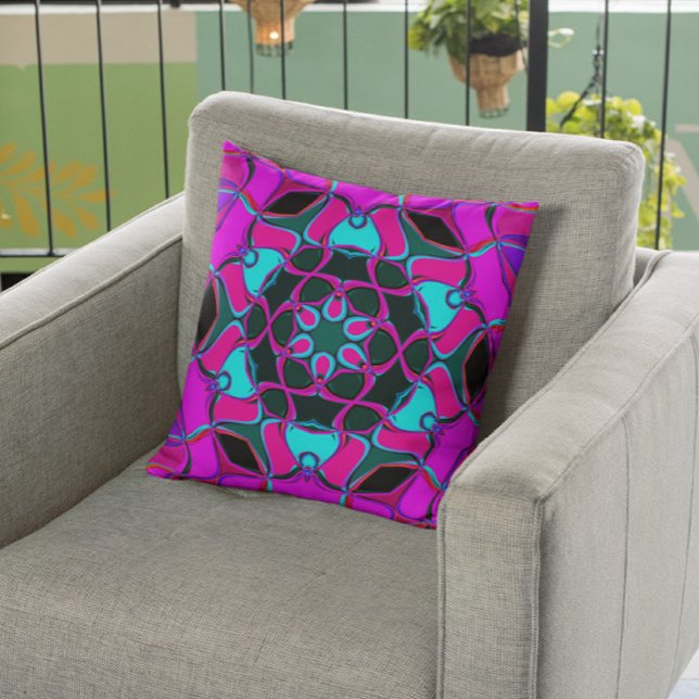 Cartoon Mandala Flower Pink and Blue Cushion (Creator Uploaded)