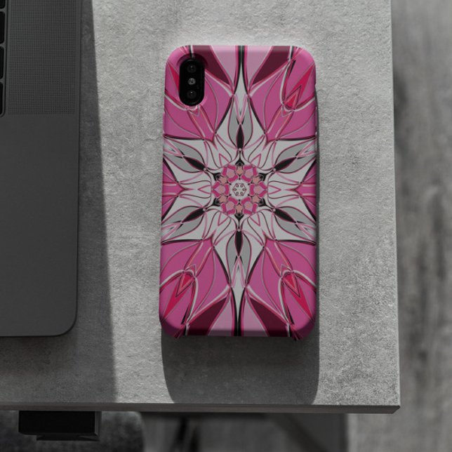 Cartoon Mandala Flower Pink and White Case-Mate iPhone Case (Creator Uploaded)