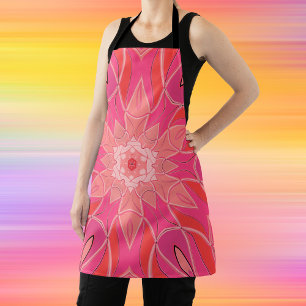 Cartoon Mandala Flower Pink Apron