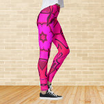 Cartoon Mandala Flower Pink Leggings<br><div class="desc">This funky mandala flower design features pink in a cartoon style. Trippy geometric visuals for the modern hippie or lover of vibrant colours!</div>