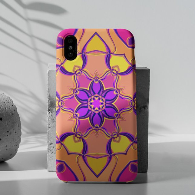 Cartoon Mandala Flower Pink Purple and Orange Case-Mate iPhone Case (Creator Uploaded)