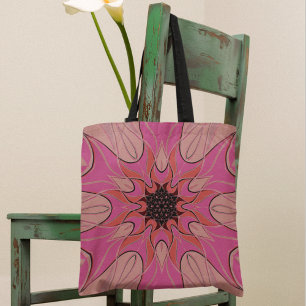 Cartoon Mandala Flower Pink Tote Bag