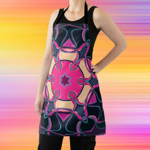 Cartoon Mandala Flower Pink Yellow and Black Apron