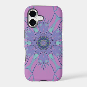 Cartoon Mandala Flower Purple and Blue